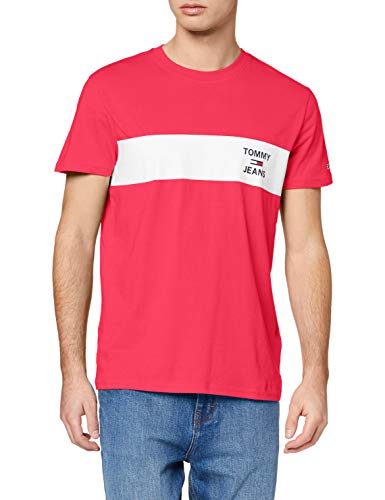 Tommy Hilfiger TJM Chest Stripe Logo tee Camiseta Deporte, Rosa (Bright Cerise Pink T1k), XX-Large para Hombre