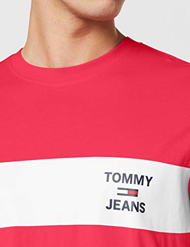 Tommy Hilfiger TJM Chest Stripe Logo tee Camiseta Deporte, Rosa (Bright Cerise Pink T1k), XX-Large para Hombre