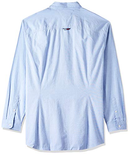 Tommy Hilfiger TJM Stretch Oxford Shirt Camisa, Azul (Perfume Blue C4e), Large para Hombre