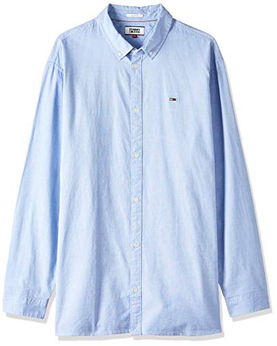 Tommy Hilfiger TJM Stretch Oxford Shirt Camisa, Azul (Perfume Blue C4e), Large para Hombre