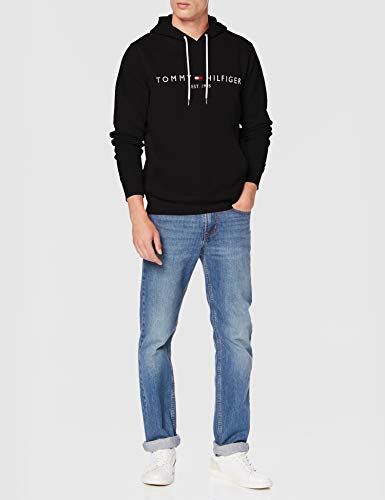 Tommy Hilfiger Tommy Logo Hoody sudadera, Schwarz (Jet Black Base), X-Large para Hombre