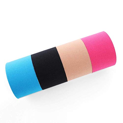 TONGU 5PCS Cinta Kinesiología Tape Cinta Muscular 5m x 5cm Impermeable Cinta Quinesiológica Cinta de Soporte para Rodilla Hombro Tobillo Codo Espinilla Cuello