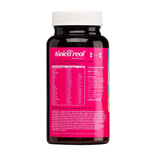 Tónico Real Multivitamínico con Levadura de Cerveza, Vitaminas y Minerales - 60 Cápsulas