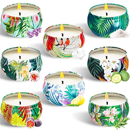 Tonsooze Vela Perfumadas, 8 Regalo de Velas Perfumadas Velas Perfumada Vainilla, Cera de Soja Natural para Relajación y Alivio de Estrés Aromaterapia Decoración Regalo para cumpleaños, Bodas y Navidad
