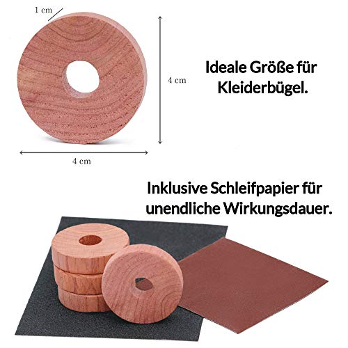 toolable 48x Protección antipolillas de Madera de Cedro para Armario y Perchas, incl. Papel de Lija GRATUITO sin Productos químicos, 100% Natural