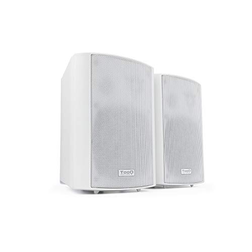 Tooq TQOWS-01W - Altavoces de Pared autoamplificados, Potencia de Salida RMS: 2x30W, frecuencia: 70HZ-16KHZ, 2xRCA, 1x Jack 3.5, reguladores de Volumen, Blanco