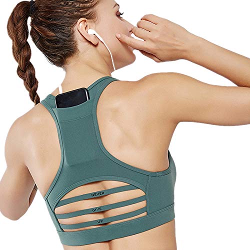 Top Sujetador Deportivo Mujer Aro Deporte De Entrenamiento para Gimnasio Fitness Yoga Bra Deportivas Talla Grande - Sujetadores Deportivos (Verde, M)
