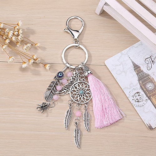 Topdo 1 pcs Cazador de Sueños Llavero de los pares Llavero de Borla Pluma Llavero Personalizado 16.5CM