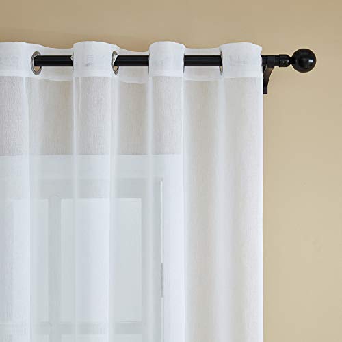 Topfinel 2 Piezas Modernas Visillos para Ventanas Cortinas Dormitorio con Ojales,140x160cm,Blancas