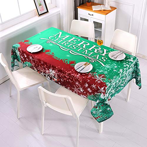 Topmail Mantel Navideño para Mesa Antimanchas Rectangular Cubierta de Mesa para Navidad en Poliéster Mantel para Comedor Cocina Verde Rojo 140x220cm