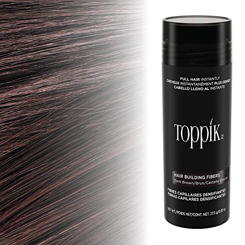 Toppik Fibras Capilares Castaño Oscuro, Fibras de Queratina para Crear más Densidad en el Cabello de Forma Inmediata, 27,5 g