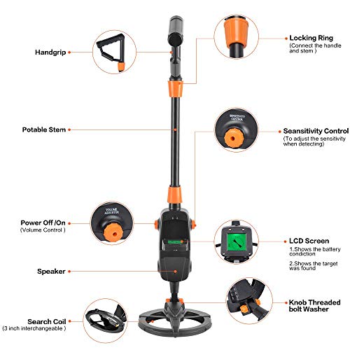 TOPQSC Detector de Metales avanzado Treasure Finder Pro Detector, Detector de Metales de Mano liviano para niños, 10-100 cm Profundidad de detección Sensibilidad Ajustable y Volumen Gold Digger