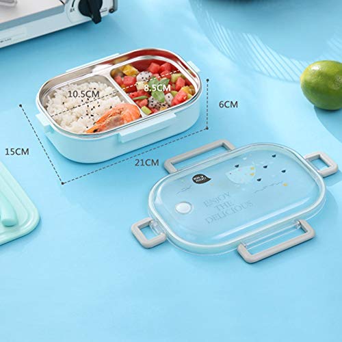 TOPSALE Lonchera Lonchera de Acero Inoxidable Sellado Bento Box Caja de Comida Caja de Almacenamiento de Alimentos para la Escuela Picnic Camping (Azul)