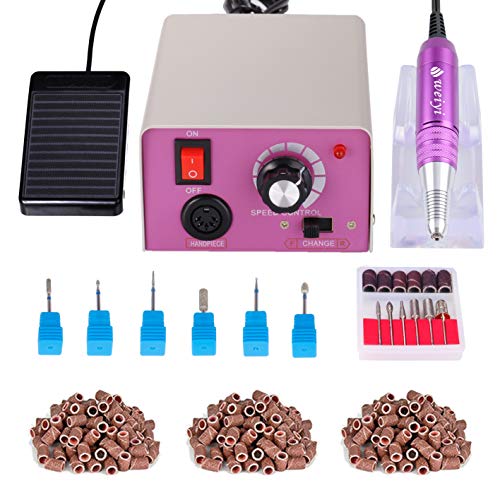 Torno para uñas acrilicas Paquete de máquina de pulido de uñas eléctrica de con Pedal Manicura Pedicura Limas de uñas 6 aguja de pulido 300 bandas de lijado