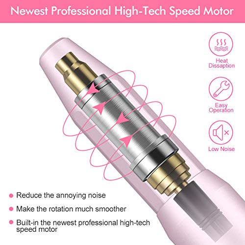 Torno para uñas, Lima de Uñas Profesionales con Manicura Pedicura Taladro eléctrico, 11 Tipos de Brocas de Pulido, Kit de pulido eléctrica para remover gel acrílico