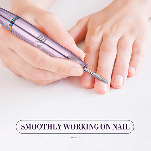 Torno para Uñas,Liaboe lima de uñas eléctrica,lima de uñas electrica manicura con lima de uñas de cristal, Kit de Manicura Eléctrico con 1 Cepillo limpieza, 11 Cabezales y 25 bucles de lija