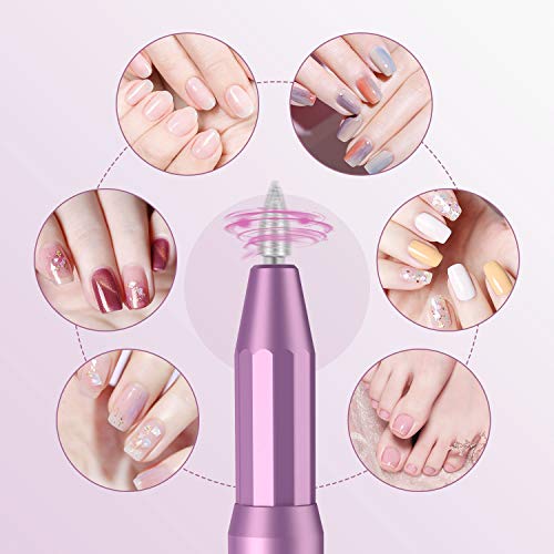 Torno para Uñas,Teaisiy 11 en 1 set Lima Electrica Uñas set de Manicura y Pedicura, Ajustable Limas de Uñas Profesionales para Pedicura Electrico, set Manicura para Salón DIY(Morado)