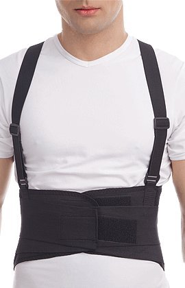 TOROS-GROUP Faja para la espalda con tirantes, apoyo lumbar, culturismo/halterofilia/levantamiento de pesas Unisex Small Negro