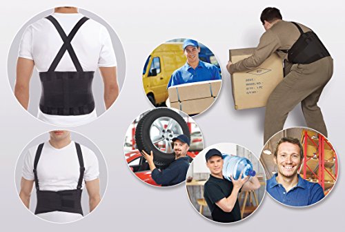 TOROS-GROUP Faja para la espalda con tirantes, apoyo lumbar, culturismo/halterofilia/levantamiento de pesas Unisex Small Negro