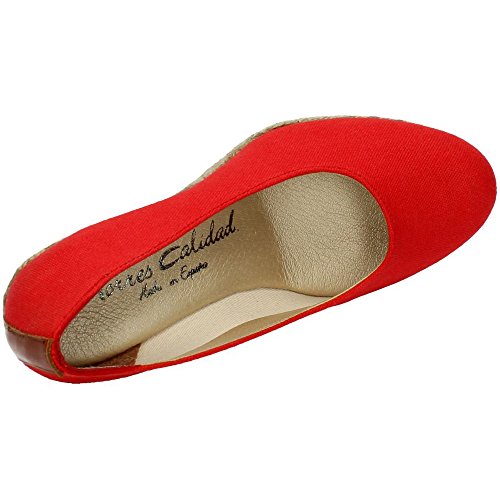 TORRES 4012 Zapatos CUÑA Esparto Mujer Alpargatas Rojo 38