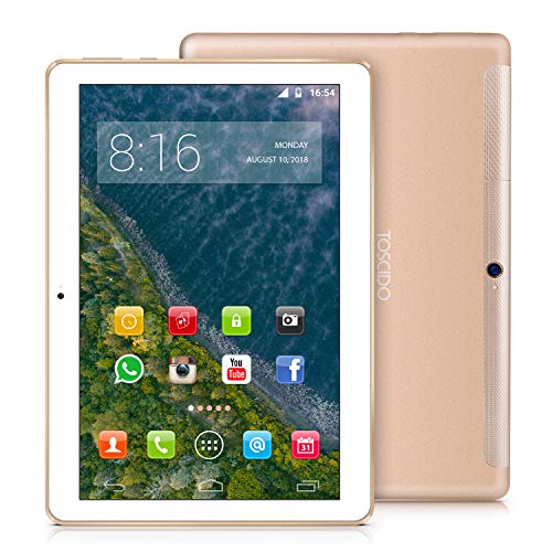 TOSCIDO 4G LTE Tablet 10 Pulgadas - Android 10.0 ,4GB RAM,64GB ROM,Octa Core ,Doule Sim,WiFi,Doble Altavoz Estéreo - Oro