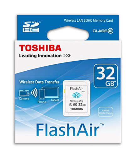 Toshiba FlashAir W-03 - Tarjeta de memoria SDHC de 32 GB (Class 10, Velocidad mínima de escritura de 10 MB/s), blanco