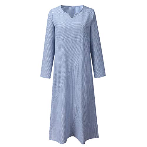 Tosonse Vestidos A Rayas con Bolsillos para Mujer Vestidos Largos Sin Mangas Vestidos De Lino De Color Liso