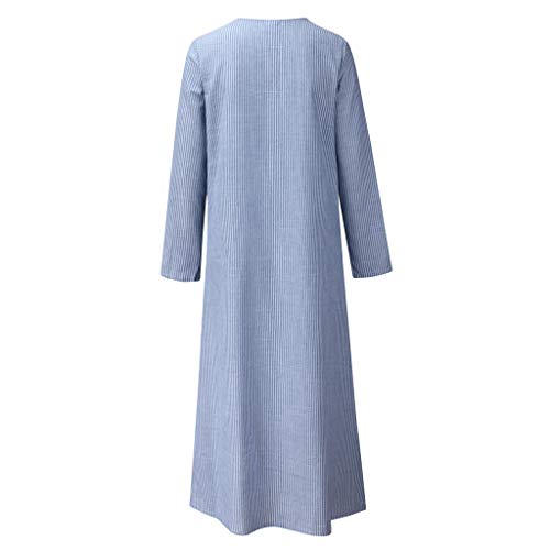 Tosonse Vestidos A Rayas con Bolsillos para Mujer Vestidos Largos Sin Mangas Vestidos De Lino De Color Liso