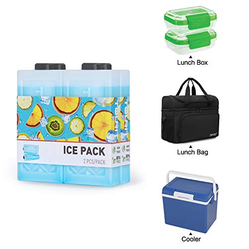 TOURIT - Paquetes de Hielo Reutilizables de Larga duración para refrigeradores, Mochila refrigeradora, Bolsas de Almuerzo/Cajas, Camping, Playa, Picnic, Pesca y más, 2 Unidades