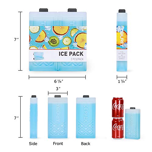 TOURIT - Paquetes de Hielo Reutilizables de Larga duración para refrigeradores, Mochila refrigeradora, Bolsas de Almuerzo/Cajas, Camping, Playa, Picnic, Pesca y más, 2 Unidades