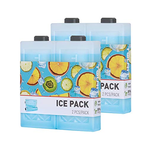 TOURIT - Paquetes de Hielo Reutilizables de Larga duración para refrigeradores, Mochila refrigeradora, Bolsas de Almuerzo/Cajas, Camping, Playa, Picnic, Pesca y más, 2 Unidades