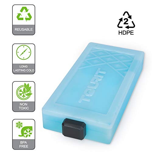 TOURIT - Paquetes de Hielo Reutilizables de Larga duración para refrigeradores, Mochila refrigeradora, Bolsas de Almuerzo/Cajas, Camping, Playa, Picnic, Pesca y más, 2 Unidades