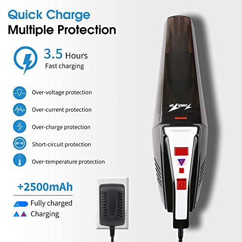 TowerTop Aspiradora de Mano, 5500PA Aspirador Mano Sin Cable Potente, Aspiradora de Coche Recargable con Filtro de Acero Inoxidable Seco y Húmedo para Hogar y Coche