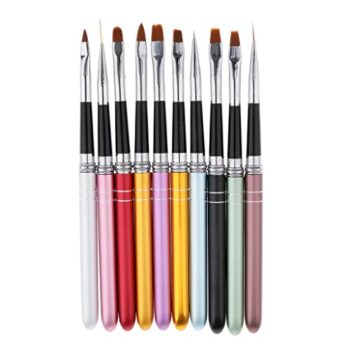 Toygogo 10PCS Nail Art Design Brushes Set Gel UV Drawing Painting Dotting Polish Brush Pencil Kit