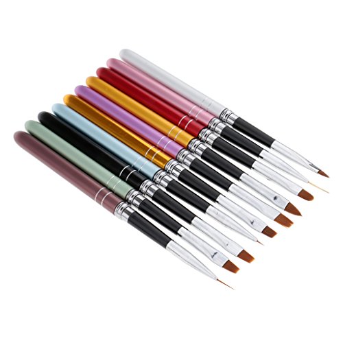 Toygogo 10PCS Nail Art Design Brushes Set Gel UV Drawing Painting Dotting Polish Brush Pencil Kit