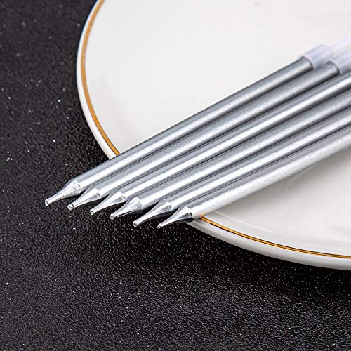 TOYMIS 24 Piezas Velas de Cumpleaños Metálicas en Titulares Velas Altas de Pastel de Cumpleaños Velas Largas y Finas de Cupcake para Cumpleaños Fiesta de Bodas Decoración de Baby Shower (Plata)