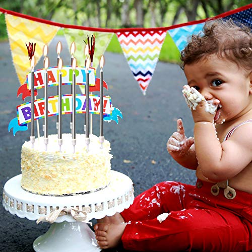 TOYMIS 24 Piezas Velas de Cumpleaños Metálicas en Titulares Velas Altas de Pastel de Cumpleaños Velas Largas y Finas de Cupcake para Cumpleaños Fiesta de Bodas Decoración de Baby Shower (Plata)