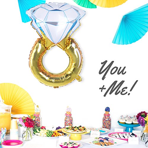 Toyvian Globo de Fiesta de Anillo de Diamante - Globo de Compromiso Gigante de 77cm, decoración de la Boda, Globo de Papel de Soltera