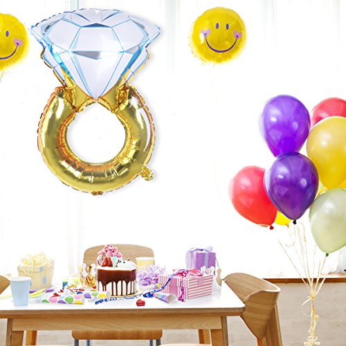 Toyvian Globo de Fiesta de Anillo de Diamante - Globo de Compromiso Gigante de 77cm, decoración de la Boda, Globo de Papel de Soltera