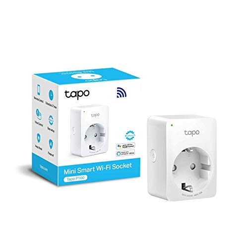 TP-Link Tapo P100 - WiFi Enchufe Inteligente Mini tamaño para Controlar su Dispositivo Desde Cualquier Lugar, sin Necesidad de Concentrador, Funciona con Amazon Alexa y Google Home e IFTTT, 1 Pack