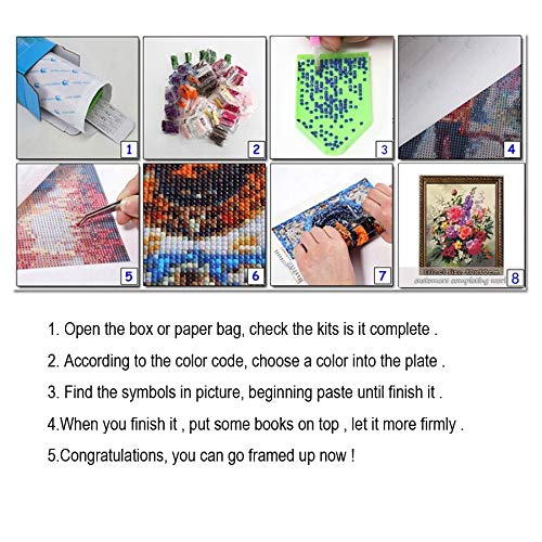 Tpqoaa DIY 5d Diamond pintura por número Kit,Diamantes de imitación de Diamante Bordado de Punto de Cruz para el hogar decoración Mundo de cuento de hadas 40X30CM