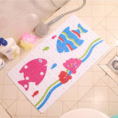 Traann Tappetino da Doccia Antiscivolo, Angolo con Ventose e Foro di Scarico Alfombra de baño Cuadrada de PVC para Peces 38 * 69 cm