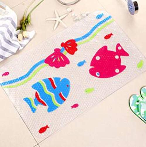 Traann Tappetino da Doccia Antiscivolo, Angolo con Ventose e Foro di Scarico Alfombra de baño Cuadrada de PVC para Peces 38 * 69 cm