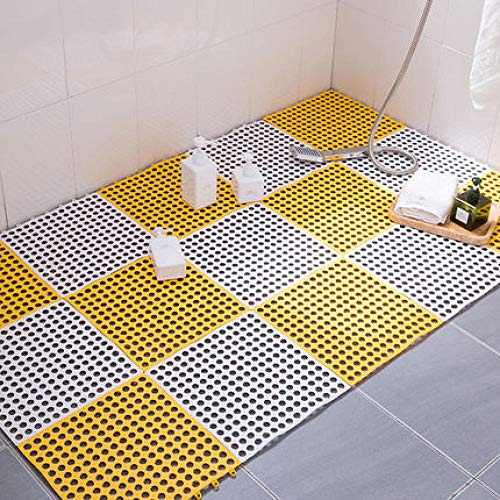Traann Tappetino da Doccia Antiscivolo, Angolo con Ventose e Foro di Scarico Alfombrilla de PVC 30 * 30cm 16 Piezas en Amarillo