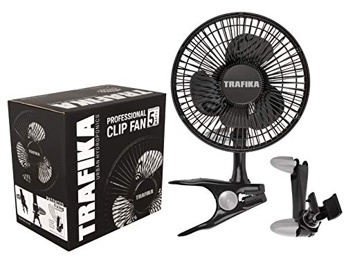 TRAFIKA Clipfan/Ventilador 15cm/5W/Motor Magnético Bajo Consumo/Ahorro ENERGIA/Exclusiva Pinza fijación Directa Barras Armarios Cultivo/Incluye 2 Pinzas: para Mesa y Barras de armarios de Cultivo