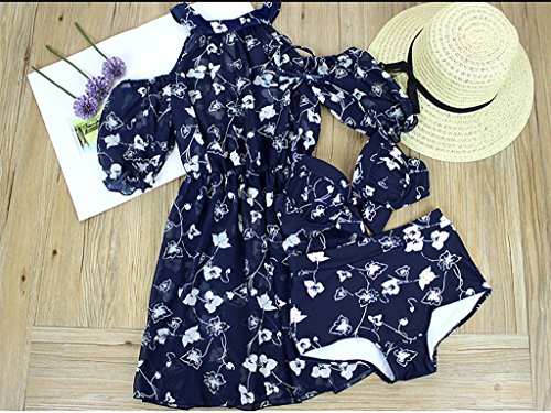 Traje de baño Traje de baño hembra de tres piezas bikini pequeño incienso viento dividido falda conservadora cubierta del tamaño del vientre cofre se reunió traje de baño ( Color : A , Tamaño : L )