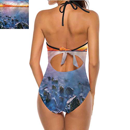 Traje de baño vestido verano temporada cielo y árboles bonitos, tela cómoda Multi 07 52