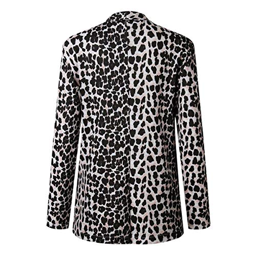 Traje de Trabajo de Negocios Atractivo con Manga Larga de Piel de Serpiente para Mujer Escudo Outwear (Color : Leopard Print, Size : L)