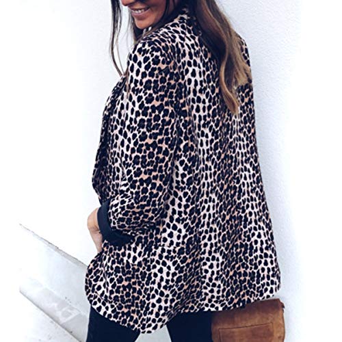 Traje de Trabajo de Negocios Atractivo con Manga Larga de Piel de Serpiente para Mujer Escudo Outwear (Color : Leopard Print, Size : L)
