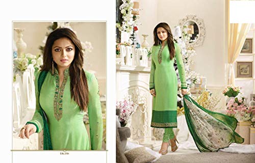 Traje religioso Verde de Bollywood con Estampado de crepé de Seda Kameez de Salwar Kameez, Vestido musulmán Festivo 7334